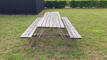 Opklapbare picknicktafel vuren 240 x 164 cm, Ophalen, Gebruikt