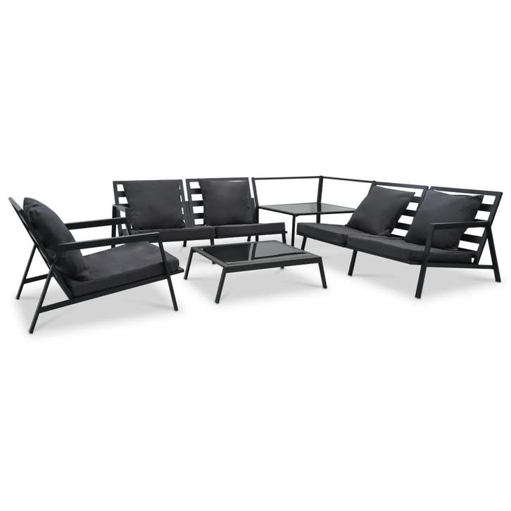 vidaXL 5-delige Loungeset met kussens aluminium donkergrijs, Tuin en Terras, Tuinsets en Loungesets, Loungeset, Nieuw, 5 zitplaatsen