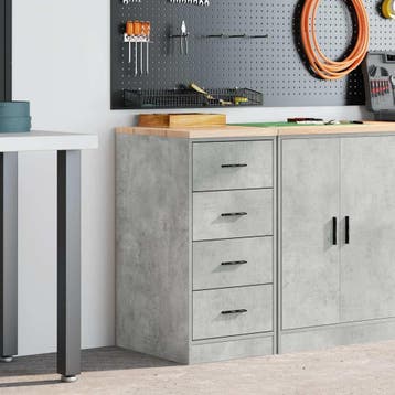 vidaXL Garagekast 40x51x85 cm massief grenenhout betongrijs, Verzenden, Nieuw