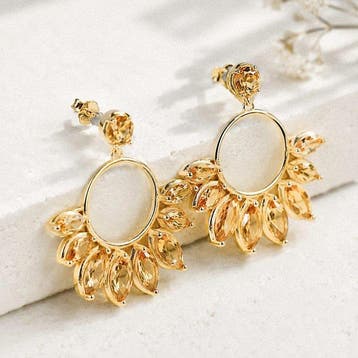 Zonder minimumprijs - Oorbellen Zilver - citrien -, Sieraden, Tassen en Uiterlijk, Oorbellen, Nieuw