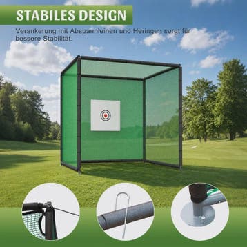 Golf Oefennet 300x300x300 cm met Mat, Balstand en Stalen Fra, Verzenden, Nieuw