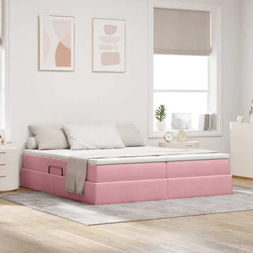 vidaXL Opbergbed met matras met matras Roze 180 x 200 cm, Verzenden, Nieuw, Stof