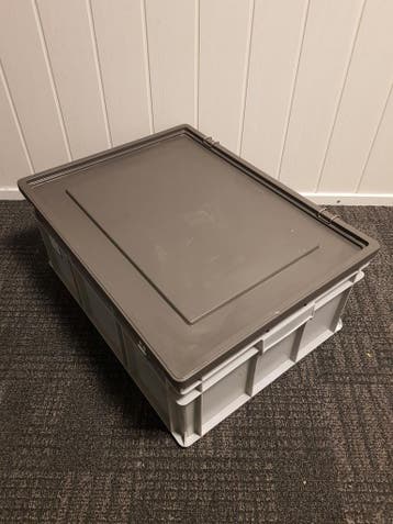 Stapelbak met deksel, 800x600x340 mm, euronorm, grijs pp,, Gebruikt, 60 cm of meer, Minder dan 35 cm, Bak of Kist