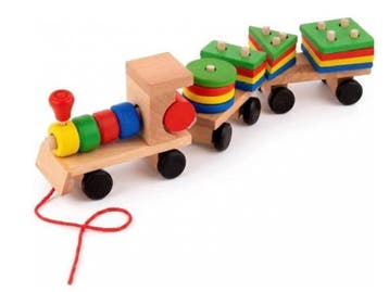 Veiling - Speelhout – Geo trein met trektouwtje – 36cm, Nieuw
