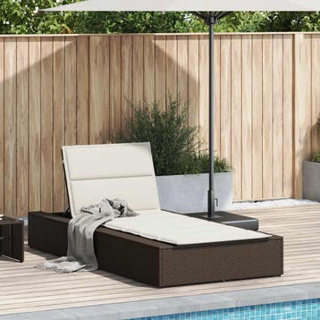 vidaXL Ligbed met zwevend kussen poly rattan bruin, Verzenden, Nieuw