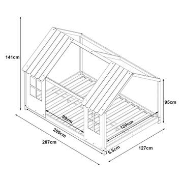 Kinderbed Tostedt huisbed met matras 120x200 cm roze en wit, Verzenden, Nieuw