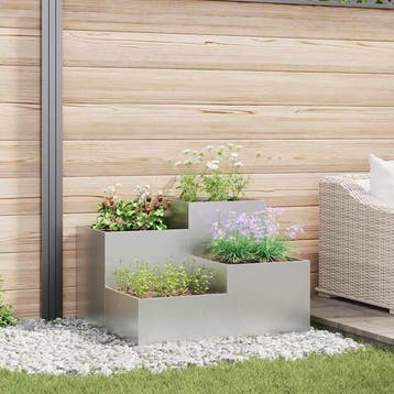 vidaXL Plantenbak Zilver 80 x 80 x 60 cm Gegalvaniseerd, Verzenden, Nieuw, Metaal, 60 tot 100 cm