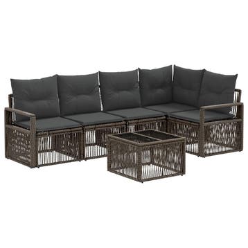 vidaXL Tuinbankenset 6 pcs Grijs poly rattan, Verzenden, Nieuw, 6 zitplaatsen