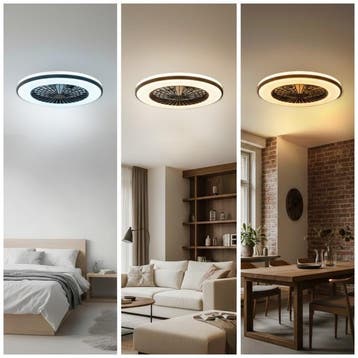 VENTELUX LED plafondlamp met ventilator 48W + 15W 3CCT zwart, Ophalen of Verzenden, Nieuw