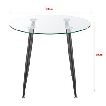 [en.casa] Glazen tafel Humppila rond 75x80 cm zwart en trans, Huis en Inrichting, Verzenden, Nieuw