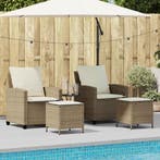 vidaXL 4-delige tuinbankset met kussens beige polyrotan, Verzenden, Nieuw