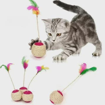 Interactieve Kattenkrabbal met Veren - Sisal Speelgoed voor, Verzenden, Nieuw