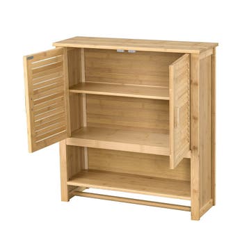 [en.casa] Badkamerkast Tyresö bamboe 66x62x20 cm met handdoe, Verzenden, Nieuw
