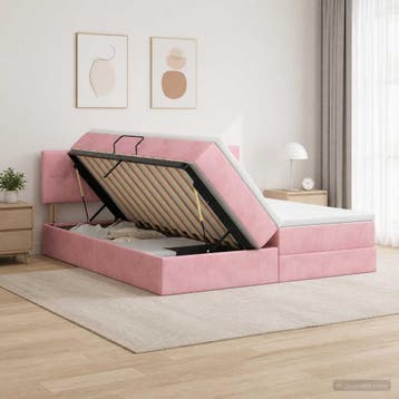 vidaXL Opslag bed met hoofdeinde 2 st Roze, Verzenden, Nieuw, Stof
