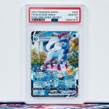 Pokémon Graded card - FA/GLACEON VMAX #209 - Pokémon - PSA, Hobby en Vrije tijd, Nieuw
