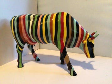 Cary Smith - Beeld, Striped, Cowparade, Large - 20 cm - Hars