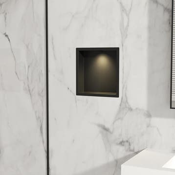 Wiesbaden Demis Inbouwnis met LED 30x30x7cm - Mat Zwart, Ophalen of Verzenden, Nieuw, Rvs