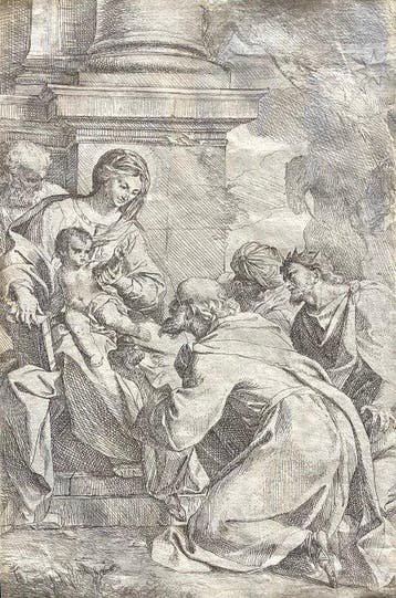 Carlo Maratta (1625-1713) - Adorazione dei Magi - raro