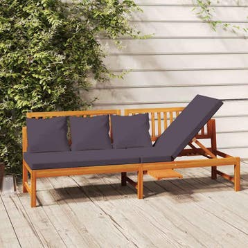 vidaXL Dagbed met grijs kussen 200x60x75 cm massief, Tuin en Terras, Verzenden, Nieuw