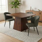 Mangohouten eettafel Mick vierkant bruin 90x90cm, Huis en Inrichting, Verzenden, Vierkant, Nieuw, Industriële meubels