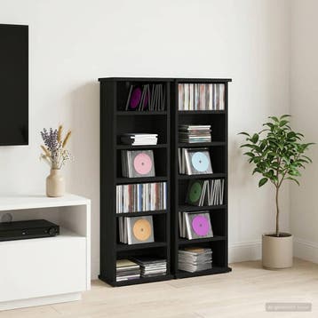 vidaXL CD Kast 2 st Zwart eiken 60 x 17 x 92 cm Bewerkt hout, Huis en Inrichting, Woonaccessoires | Cd- en Dvd-rekken, Verzenden