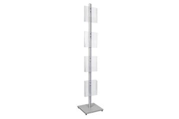 Vloerdisplay 4x A4 transparant, zuil in zilver, Verzenden, Nieuw in verpakking, Etalage