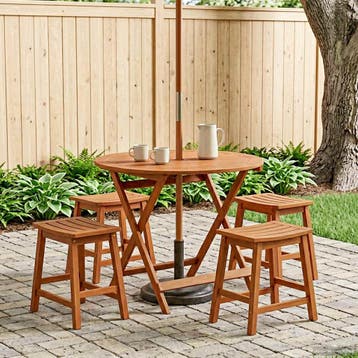 vidaXL Vouw Tuintafel Bruin Ø 90 x 75 cm Massief, Verzenden, Nieuw