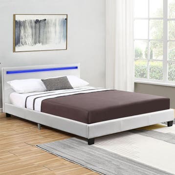 Gestoffeerd bed Verona - 120 x 200 cm - Wit - LED verlichtin, Verzenden, Nieuw
