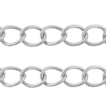 50 cm Jasseron ketting Platinum, 7 x 5,3 x 1.2mm, Ophalen of Verzenden, Nieuw, Bedel