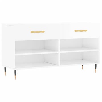 vidaXL Schoenenbank 102x35x55 cm bewerkt hout hoogglans wit, Verzenden, Nieuw