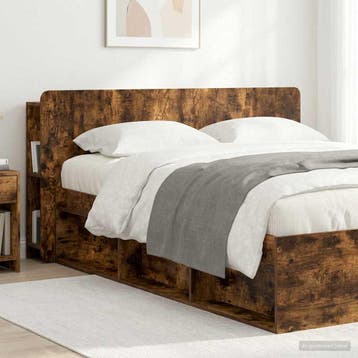 vidaXL Hoofdeinde kas met opslag Gerookt eiken Bewerkt hout, Verzenden, Nieuw, Bruin, Hout