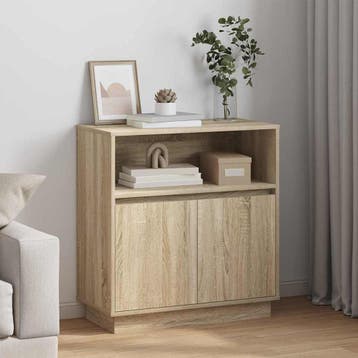 vidaXL LED Sideboard Sonoma Eiken 71 x 34,5 x 75 cm Bewerkt, Minder dan 50 cm, Verzenden, Nieuw, Minder dan 100 cm