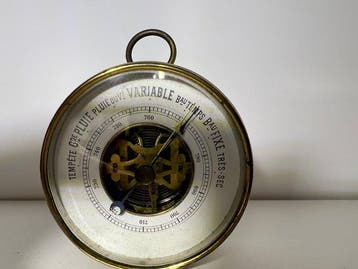 Aneroid barometer - Messing, Glas, Metaal - Antiek Frans ca.