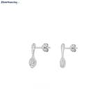 Zilveren rhodium vork lepel cz studs, oorstekers, Verzenden, Nieuw, Zilver