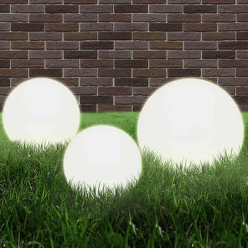 vidaXL LED-bollampen rond 20/30/40 cm PMMA 3 st, Tuin en Terras, Verzenden, Nieuw, Kunststof