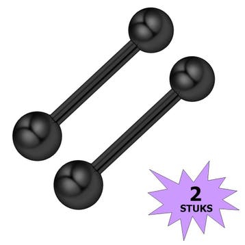 Fako Bijoux - Tongpiercing - Classic - 30mm - Zwart - 2, Verzenden, Nieuw