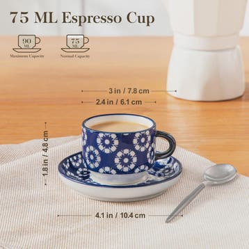 Vancasso Porseleinen Espressokopjes Set met Schoteltjes en M, Verzenden, Nieuw