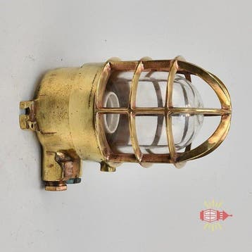 Wandlamp - Messing, Glas - Industrieel kooi-lamp