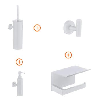 Toilet accessoires set Mat wit design met zeepdispenser, Verzenden, Nieuw