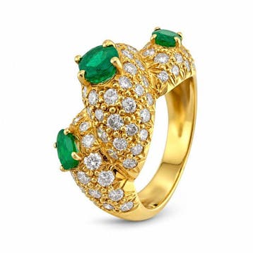 Ring - 18 karaat Geel goud, 18K Geelgoud 1,32 ct Diamant en, Sieraden, Tassen en Uiterlijk, Nieuw