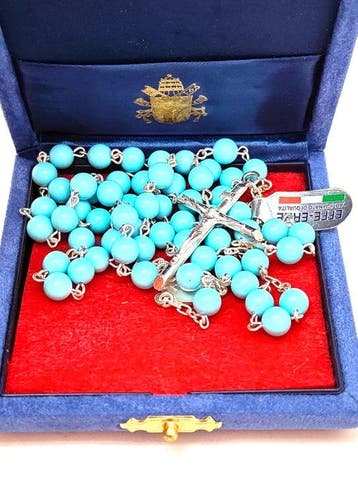 Rozenkrans - Zeldzame rozenkrans uit Vaticaan van zilver 800, Antiek en Kunst