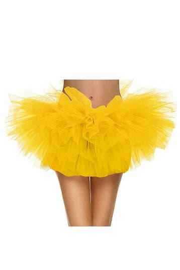 KIMU® Korte Tutu Geel Tule Rokje XS S M Gele Petticoat Rok D, Ophalen of Verzenden, Nieuw, Carnaval