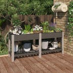 vidaXL Plantenbak verhoogd met schap 175x50x75 cm HKC grijs, Tuin en Terras, 100 cm of meer, Verzenden, Nieuw, 60 cm of meer