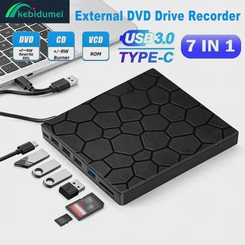 Externe DVD/CD Brander & Speler met USB 3.0 en Type-C - 7-in, Verzenden, Nieuw