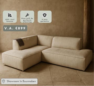 Hoekbank Tory – €1099 | 550+ STOFFEN | Elementenbank OP MAAT, Huis en Inrichting, Banken | Bankstellen, Naar wens samen te stellen in iedere gewenste maat en kleur