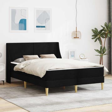 vidaXL Bedframe met matras met hoofdeinde Polyester, Verzenden, Nieuw, Zwart, Stof