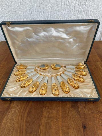 Robj - Messensteun (14) - Porselein, Verguld - Art Deco, Antiek en Kunst