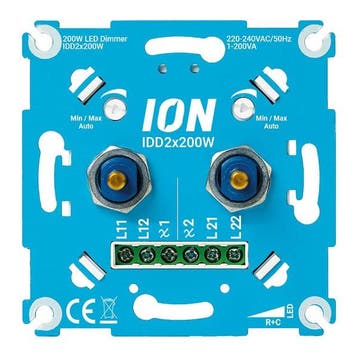 Led duo dimmer | ION Industries (Inbouw, 2x 0.3 tot 200W), Verzenden, Nieuw