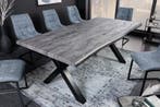 Industriële eettafel WILD 180cm Grijs Gelimd Wild Eiken, Ophalen of Verzenden, Nieuw