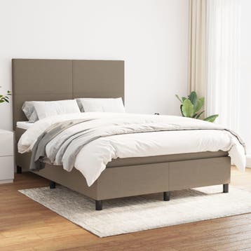vidaXL Boxspring met matras stof taupe 140x200 cm, Verzenden, 140 cm, 200 cm, Stof
